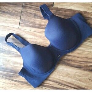 Cacique Lightly Lined Balconette Underwire Bra Size 46D Navy Blue Wide Strap